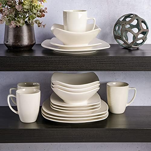 Gibson Home Zen Buffet White Square Dinnerware Set for 4