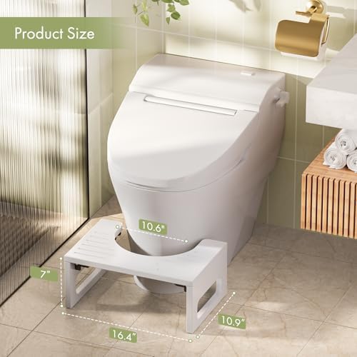 AmazerBath 7-inch Bamboo Collapsible Toilet Squat for Adults Non-Slip White