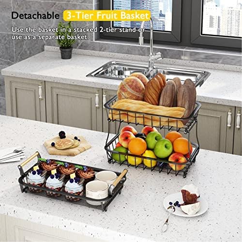 Multifunctional 3-Tier Fruit and Vegetable Basket