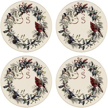Lenox Winter Greetings Salad Plates Set of 4 Red Green
