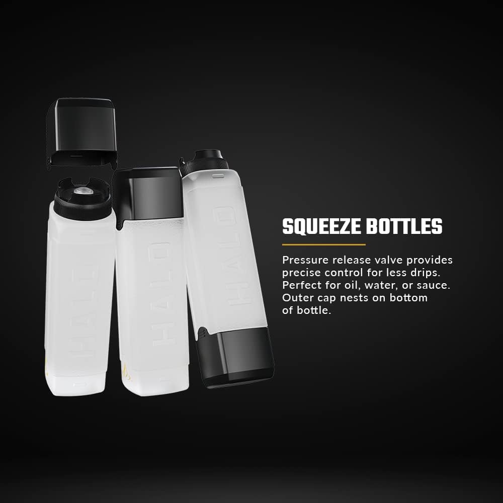 HALO Elite Squeeze Bottle Pack 27oz Griddle friendly Oil and Sauce Experience