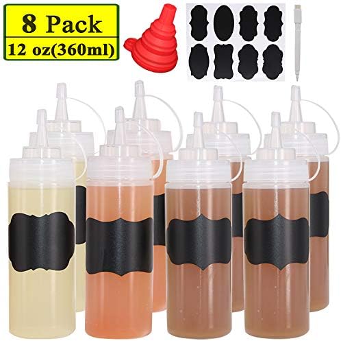 8 Squeeze Bottle Set with silicone funnel