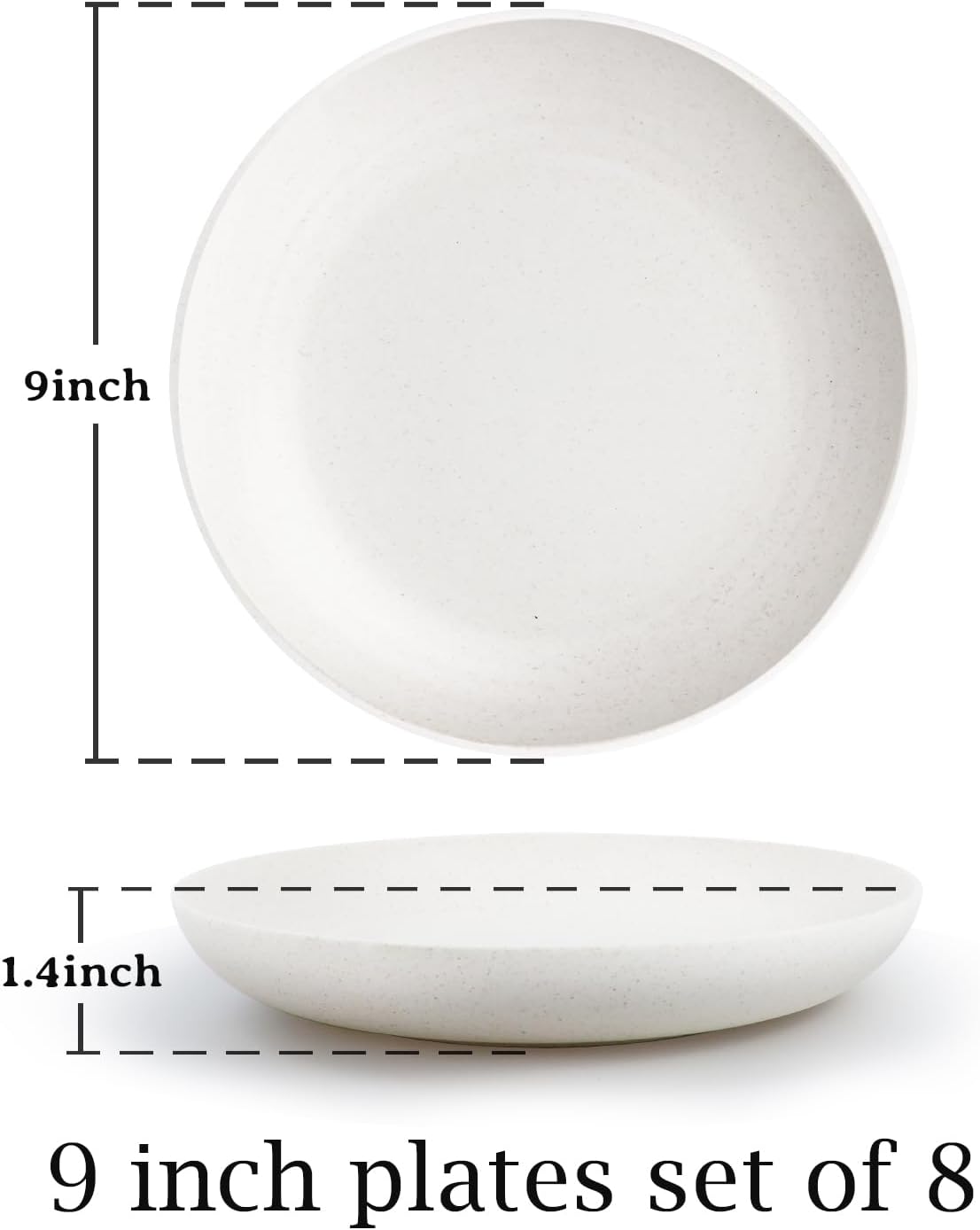 Homienly Deep-Dish Dinner Plate Set 8-Piece 9-inch Microwave Dishwasher Safe