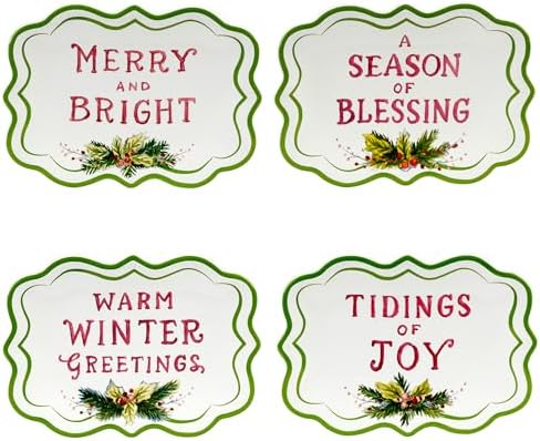 Certified International Snowman Greetings 6 Canape Plates Set of 4