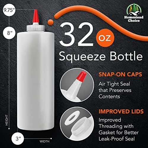 32oz Made in USA Condiment Squeeze Bottles BPA Free 3-Pack