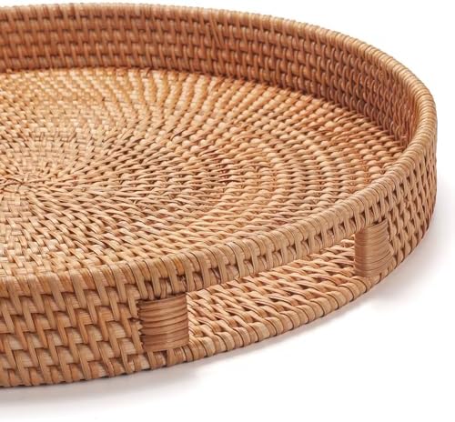 Hand-woven rattan serving tray for desserts elegant and durable