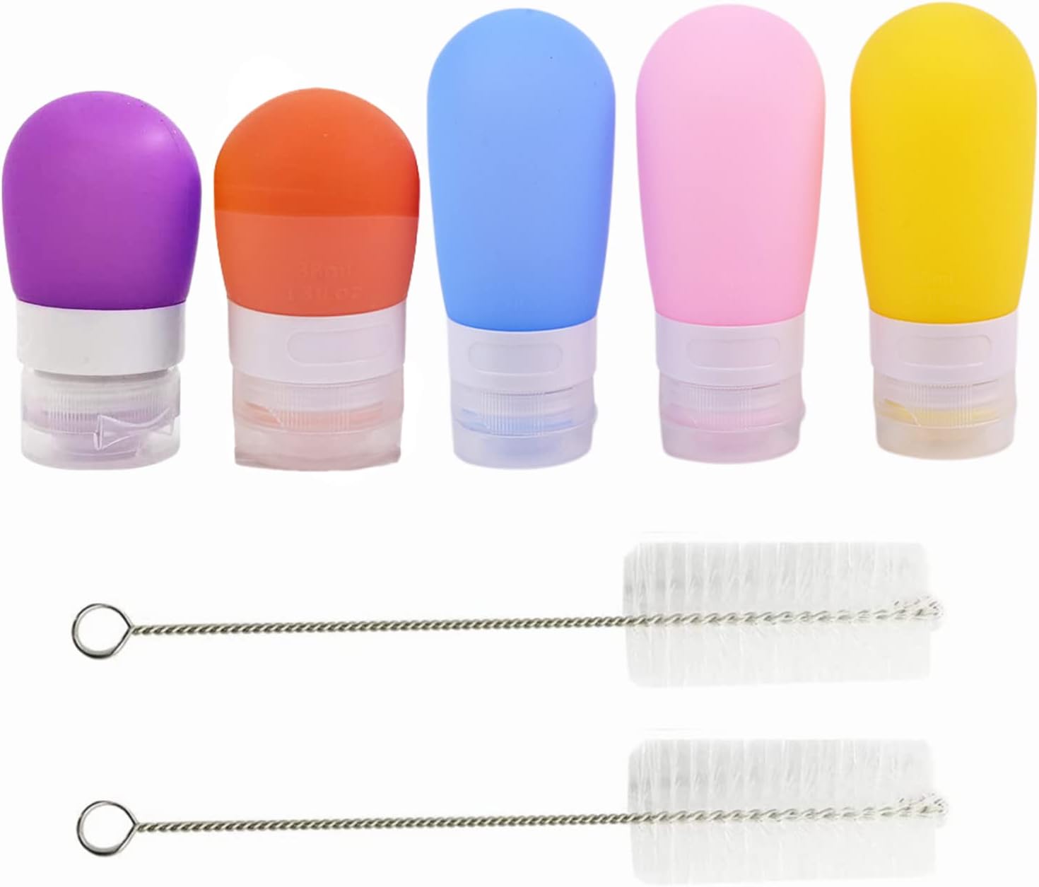Accfore 5Pack Squeeze Salad Dressing Bottles with Cleaning Brush