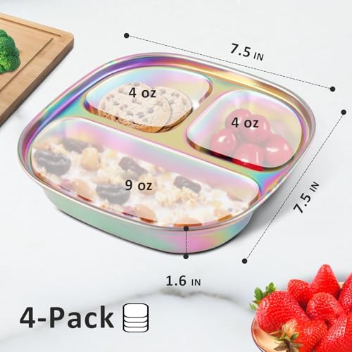 Sturdy Fun Durable Stainless Steel Plates for Kids