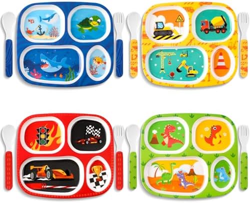 Hoolerry 4 Set Kids Dinner Plates