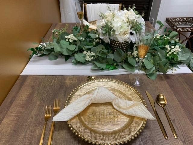 Ms Lovely Cross-Stitch Glass charger plate set - Black 126 inch - Beaded Rim