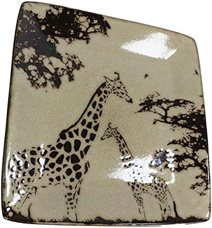 Ebros Gift Pack Of 2 Safari Grasslands Giraffe Mother And Calf Salad Plates