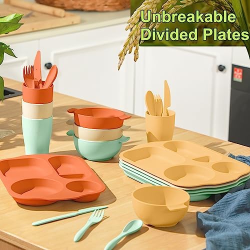 Tanlade 24-Piece Kids Dinnerware Set