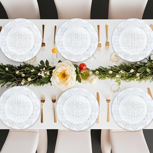Rustic White Charger Plates Set of 6 Perfect for Dining Entertaining