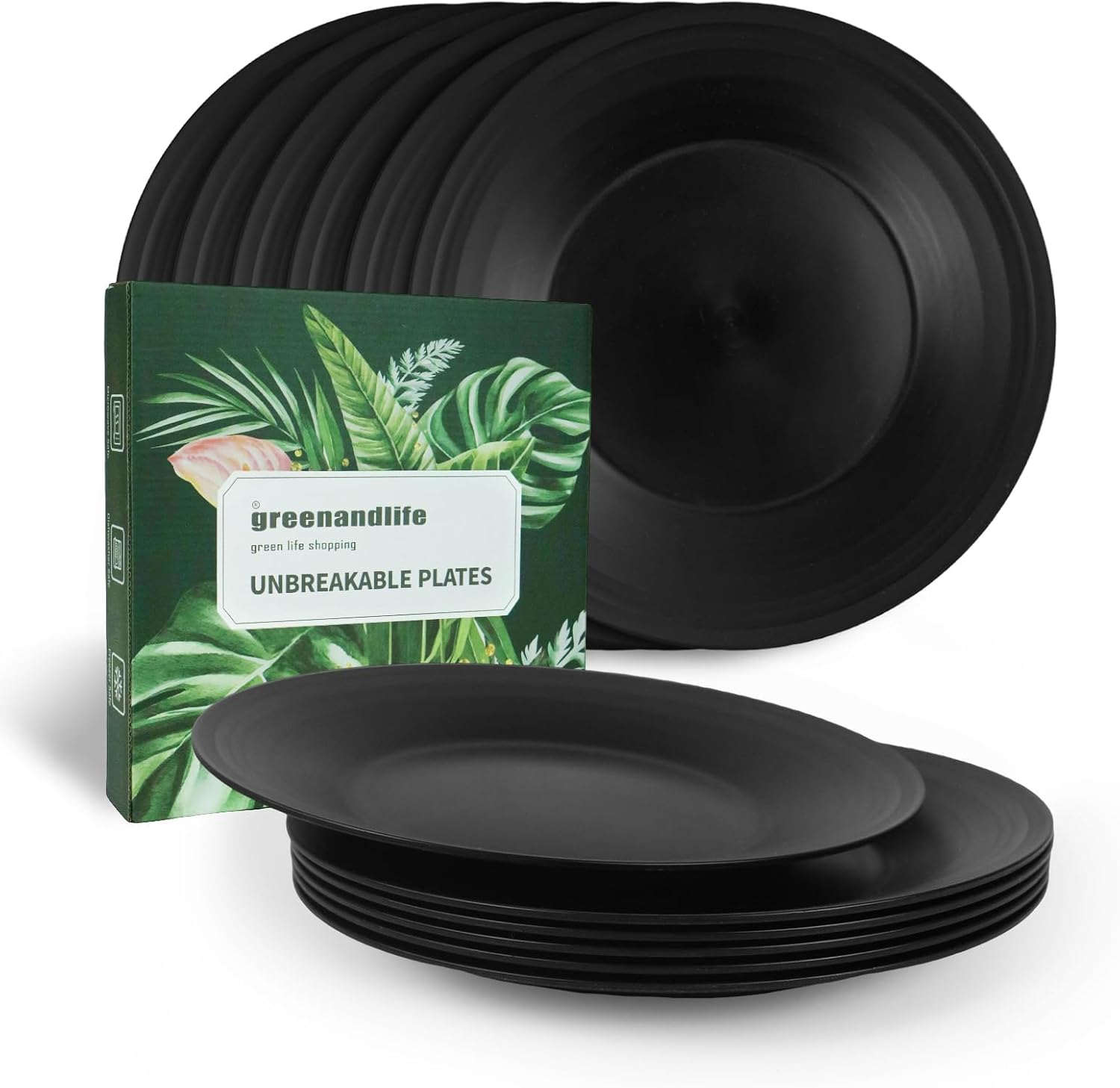 Eco-Friendly 6-Piece Dish Microwave-Safe Wheat Straw Plates