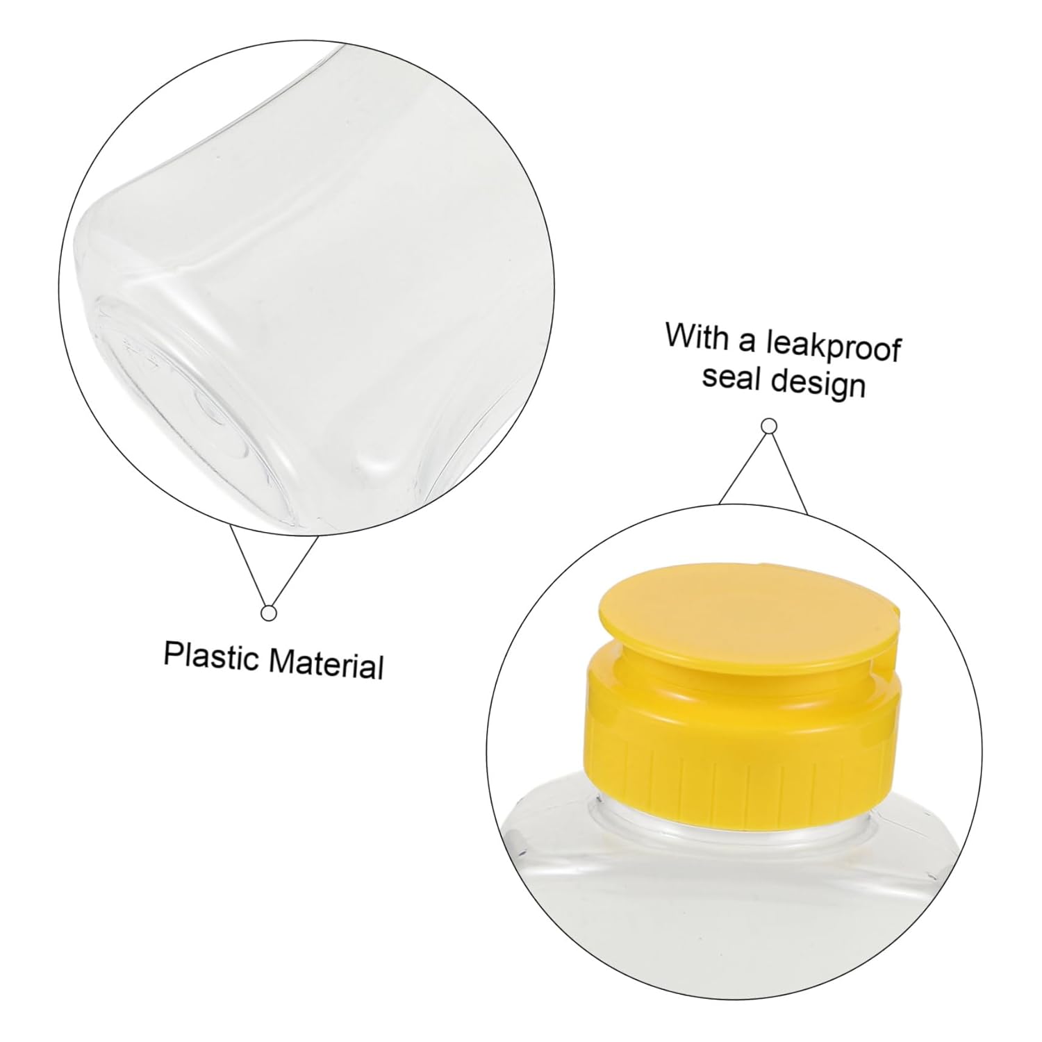 Two 180ml Honey Squeeze Bottles withFunnel Jar for Kitchen Use