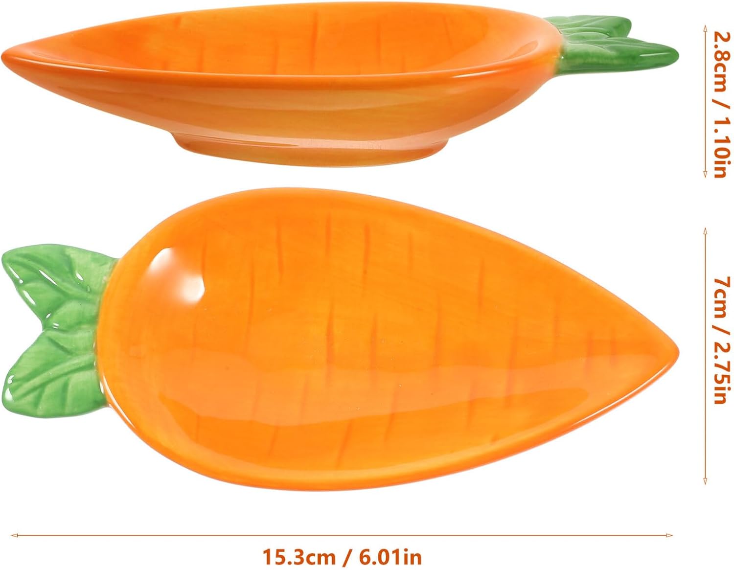 Carrot-Shaped Porcelain Serving Bowls Set for Snacks Dips