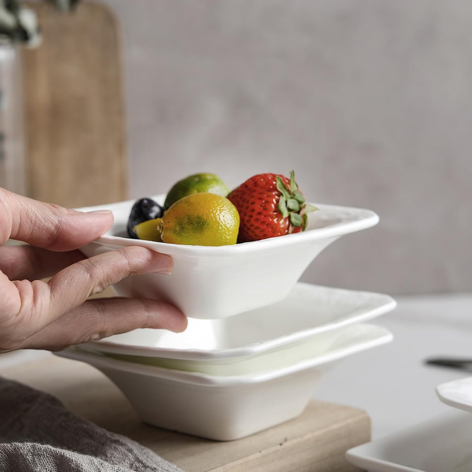 Feenmai Ceramic Dipping Bowl Set of 6 4 oz Square Serving Bowls