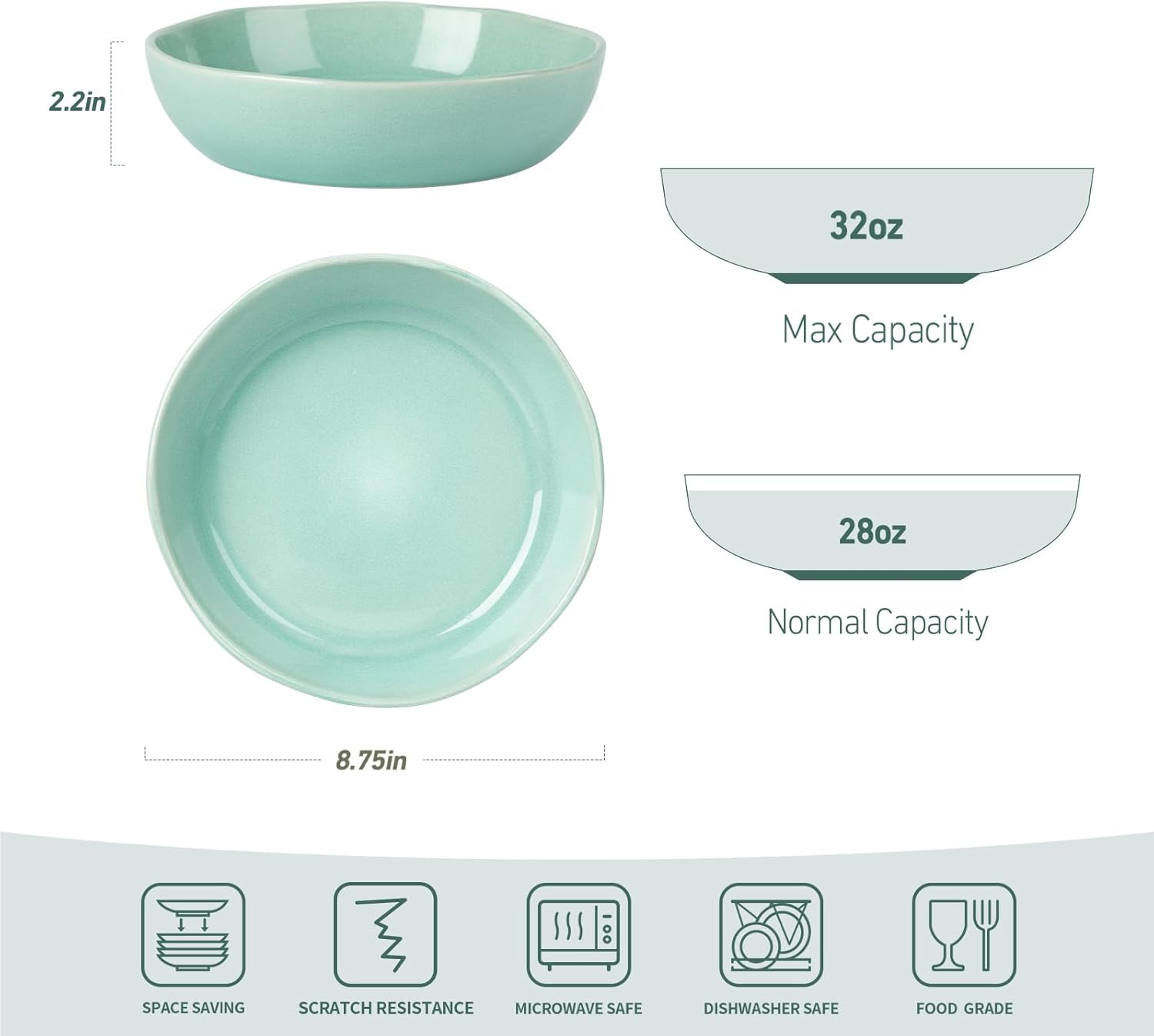 Ergonomic 875 Pasta Bowls for
