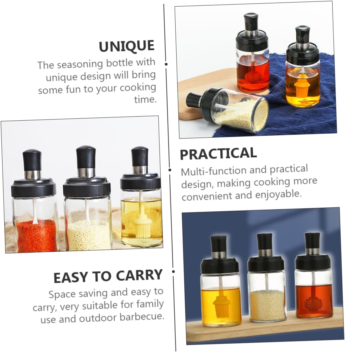PrettyZoom 250ml Kitchen Spice Jars 3-Piece Set