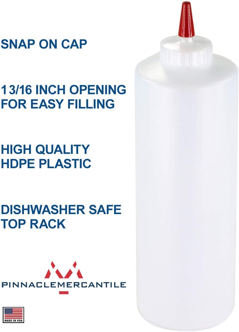 Pinnacle Mercantile 32-Ounce Plastic Condiment Squeeze Bottles Set of 4