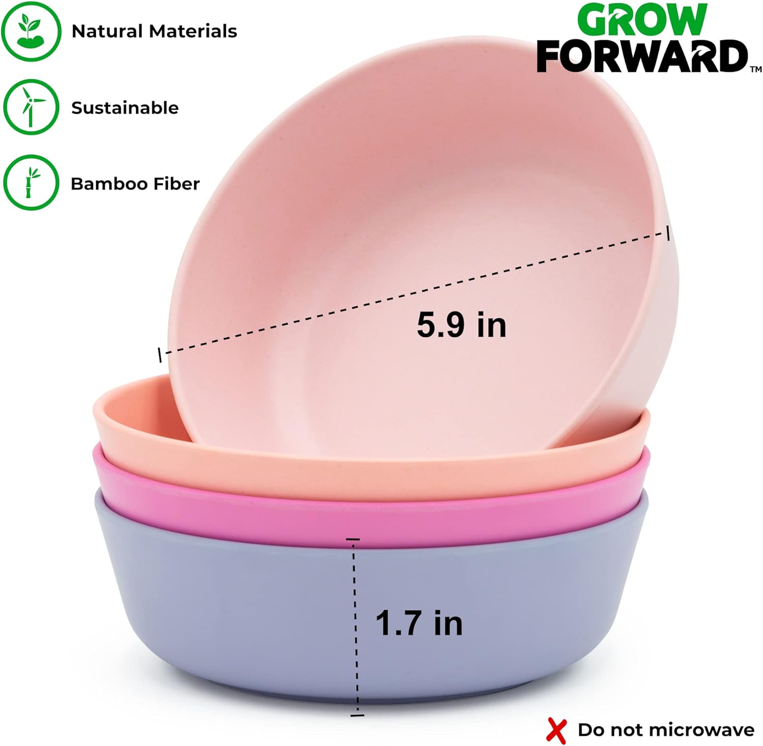 Grow Forward Bamboo Kids Plates and Bowls Set