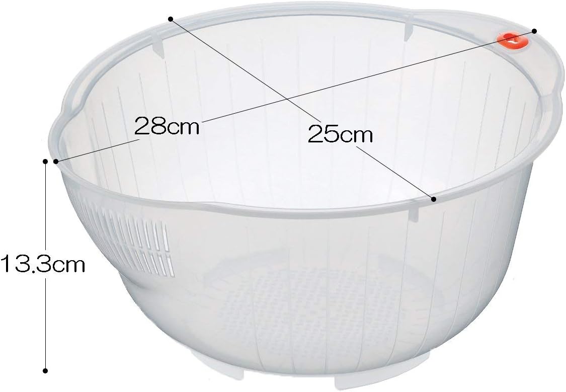 Plastic Japanese Rice Washing Bowl with Drainers for Home Kitchen