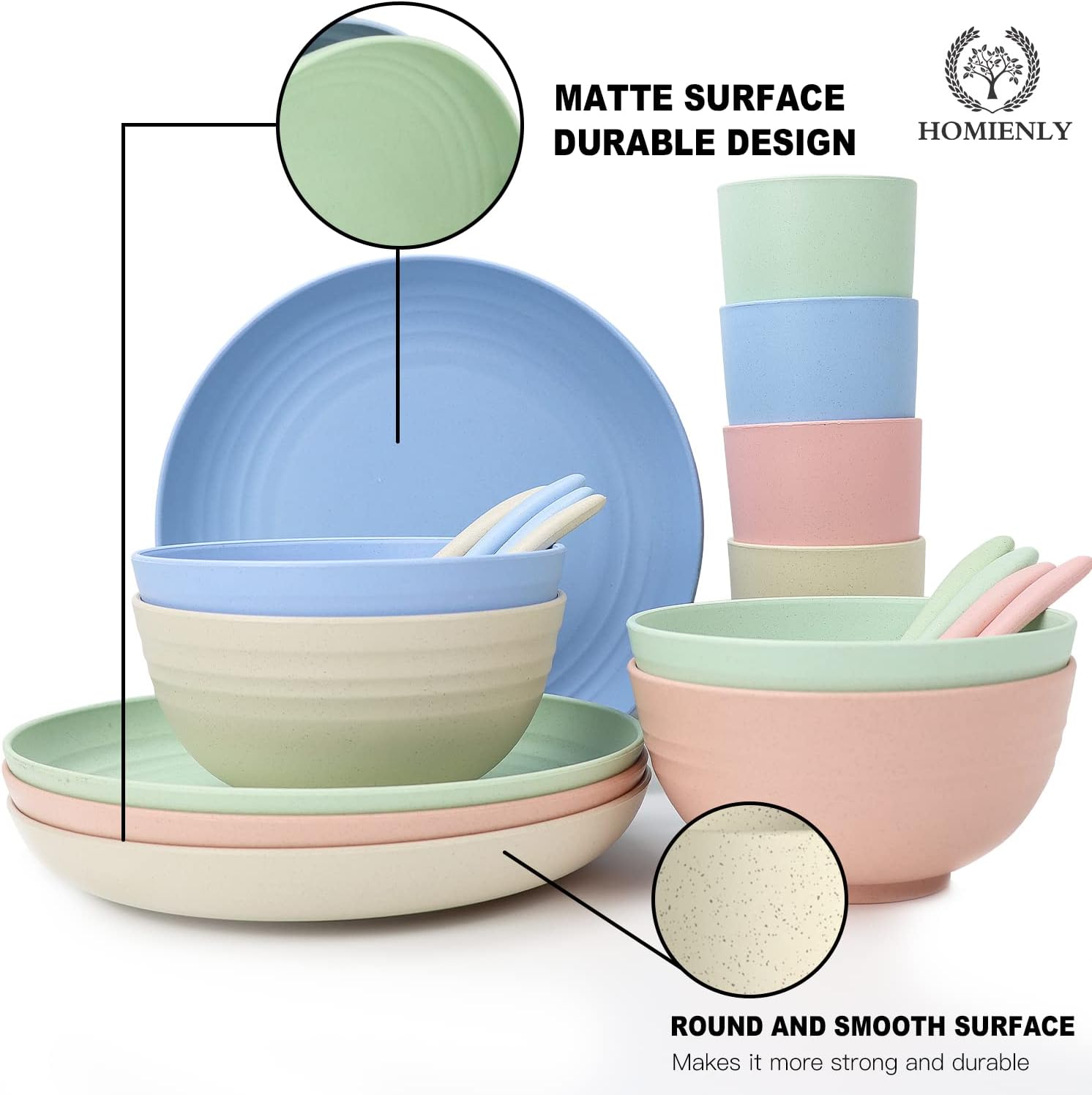 Homienly Premium Rice Pasta Bowls Set Microwave dishwasher safe