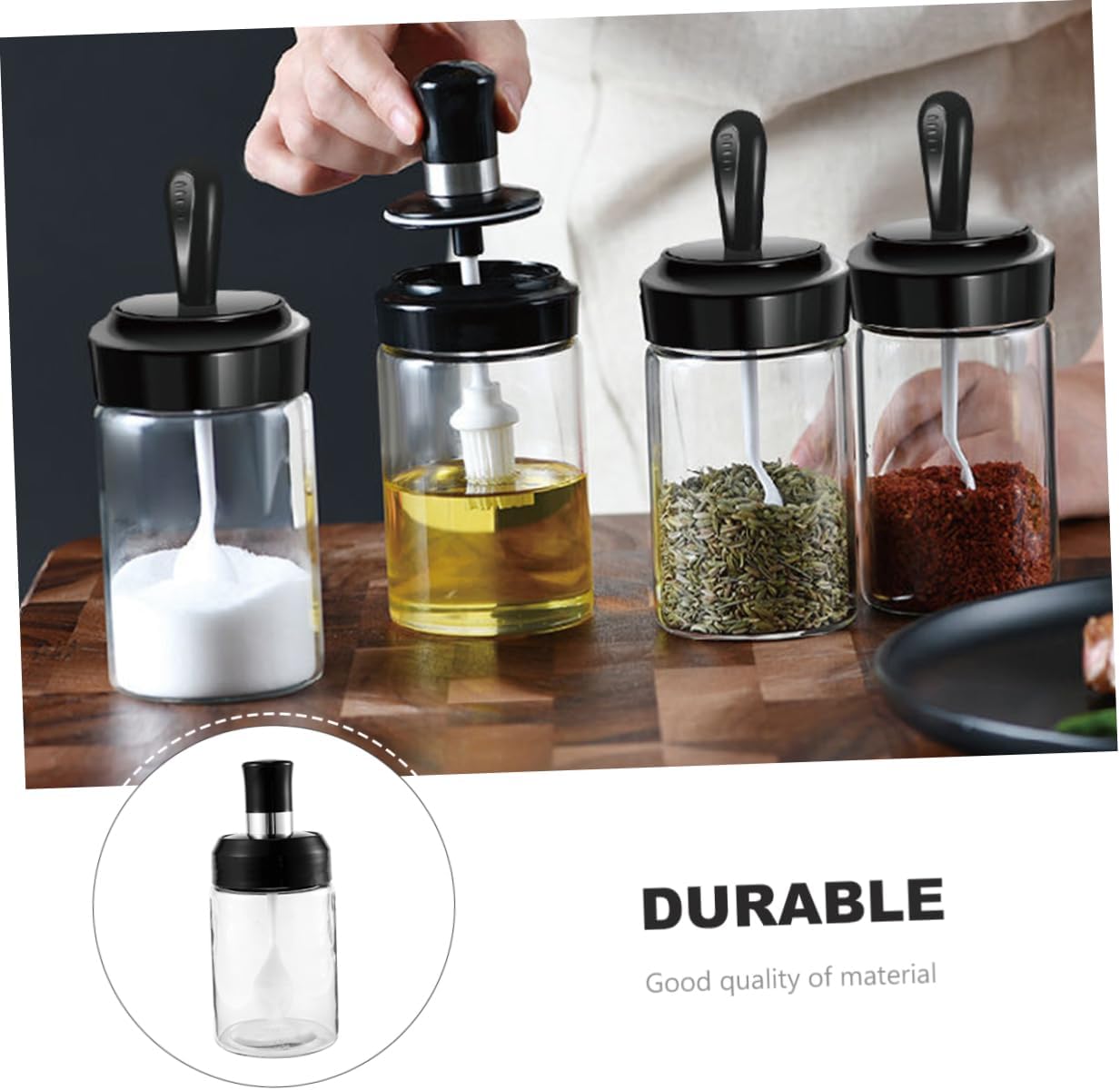 HOLIDYOYOSpace-Saving Condiment Set with Lids Spoons