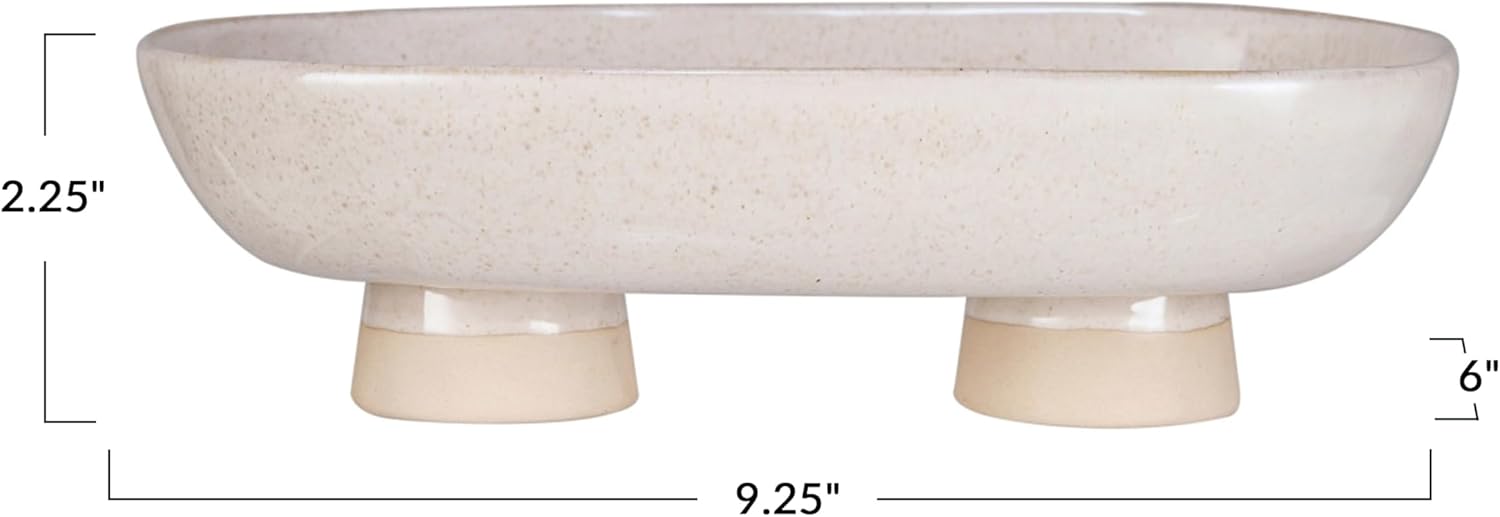 Bloomingville Stoneware Oval Platter Elegant Design Cream