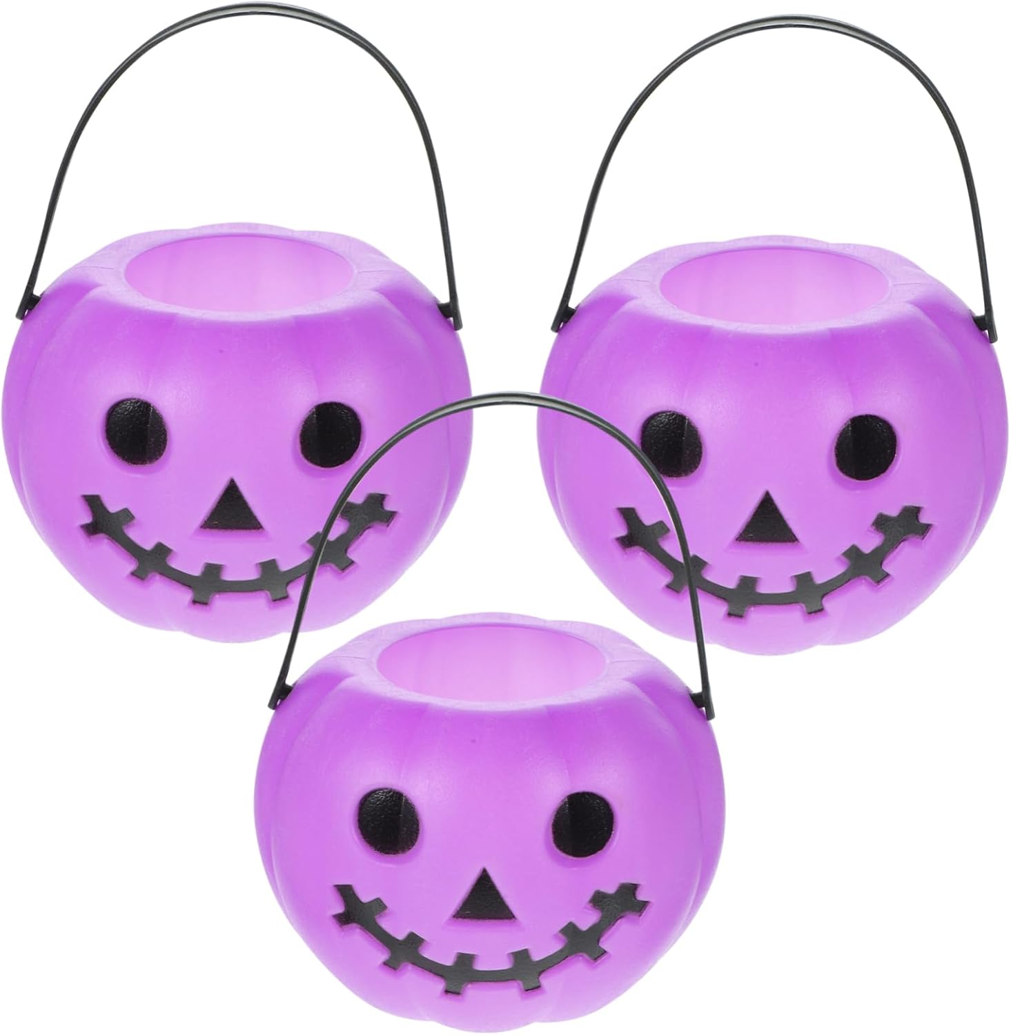 Halloween 3-Piece Candy Holder Set - Mini Bucket Cauldron Pumpkin Design