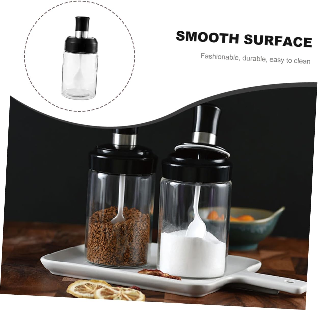 Zerodeko 2pcs Black Seasoning Glass Bottles