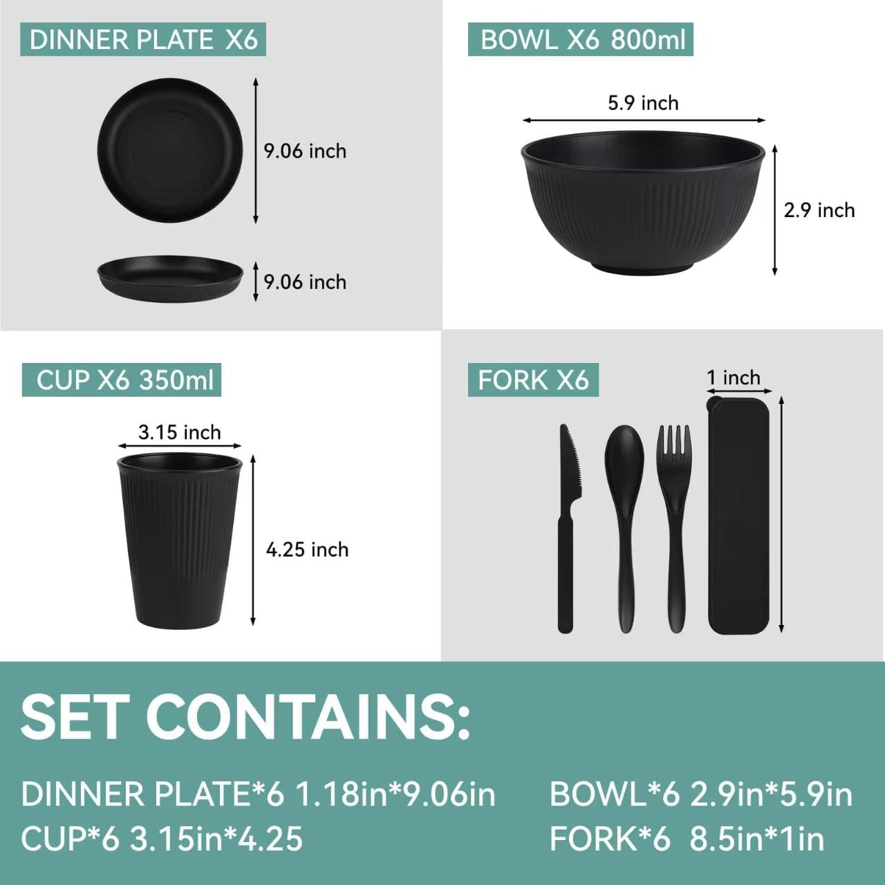 42-Piece Eco-Friendly Dinnerware Set