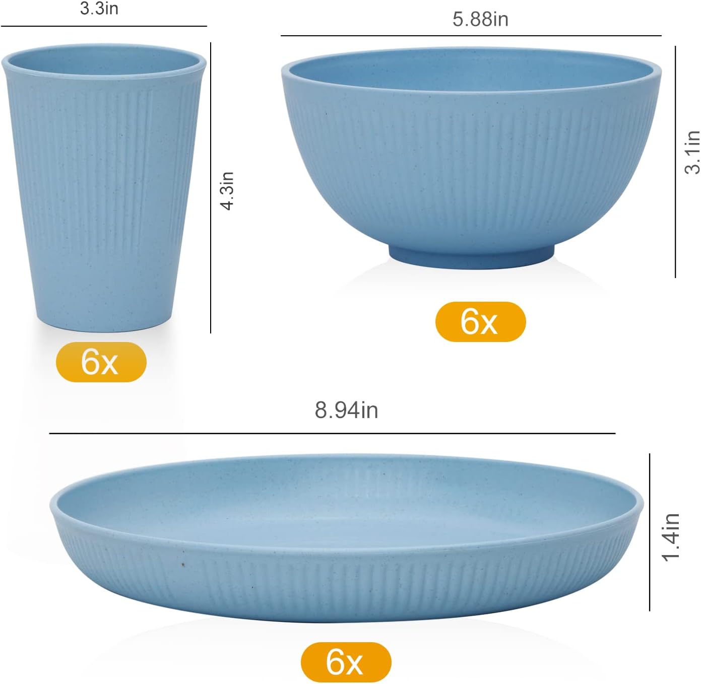 Eco-Friendly Wheat Straw Dinnerware Set for 6