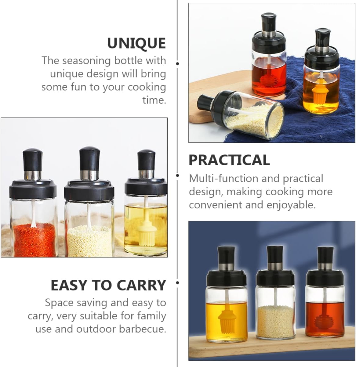3-Piece Cabilock Kitchen Seasoning Bottles