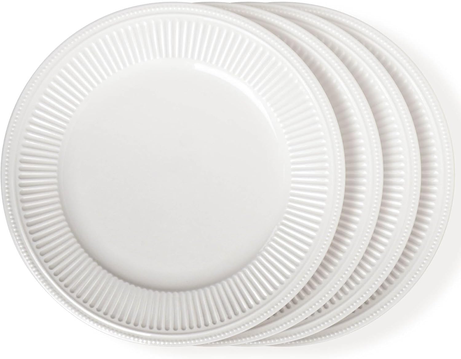 Artema 105-inch Embossed White Ceramic Dinner Plates Set of 4