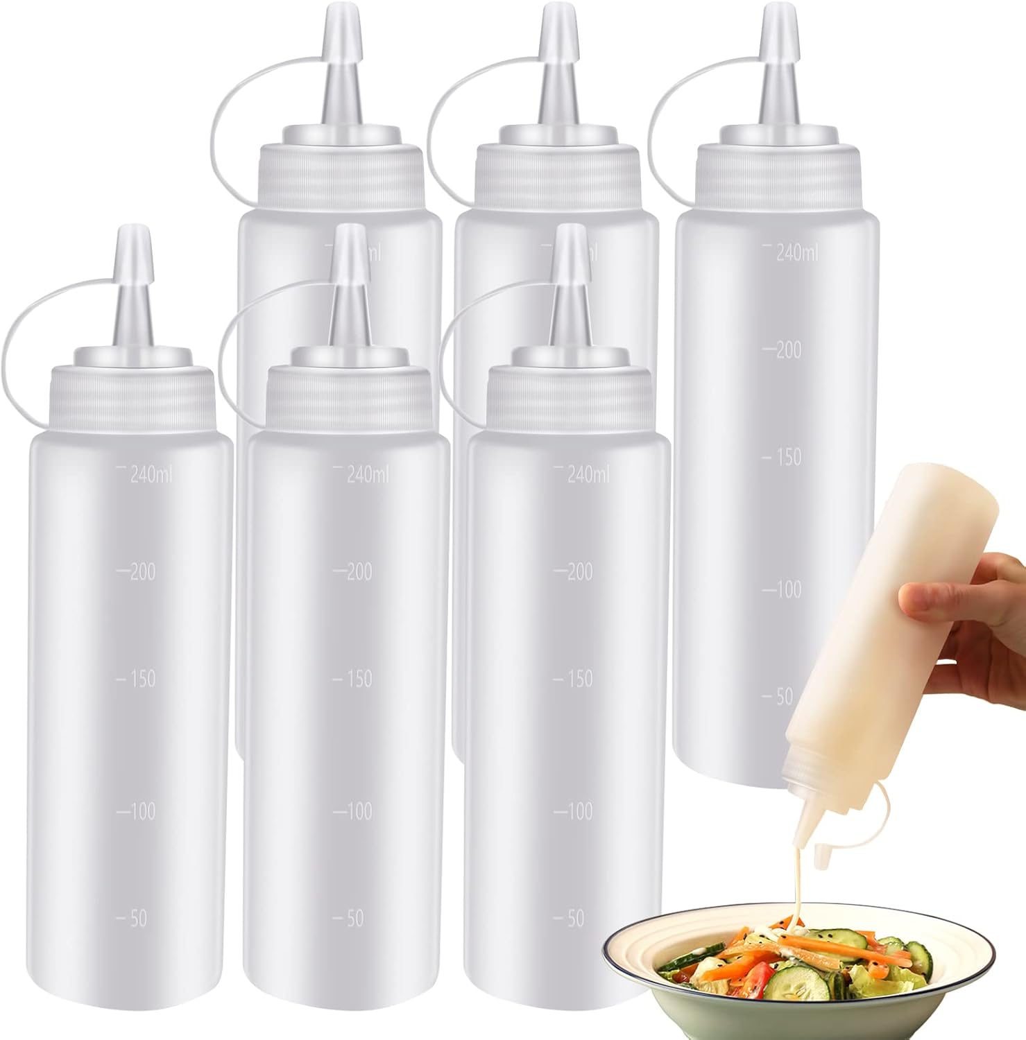 Sealed Flexible Durable 8 oz Condiment Squeeze Bottles