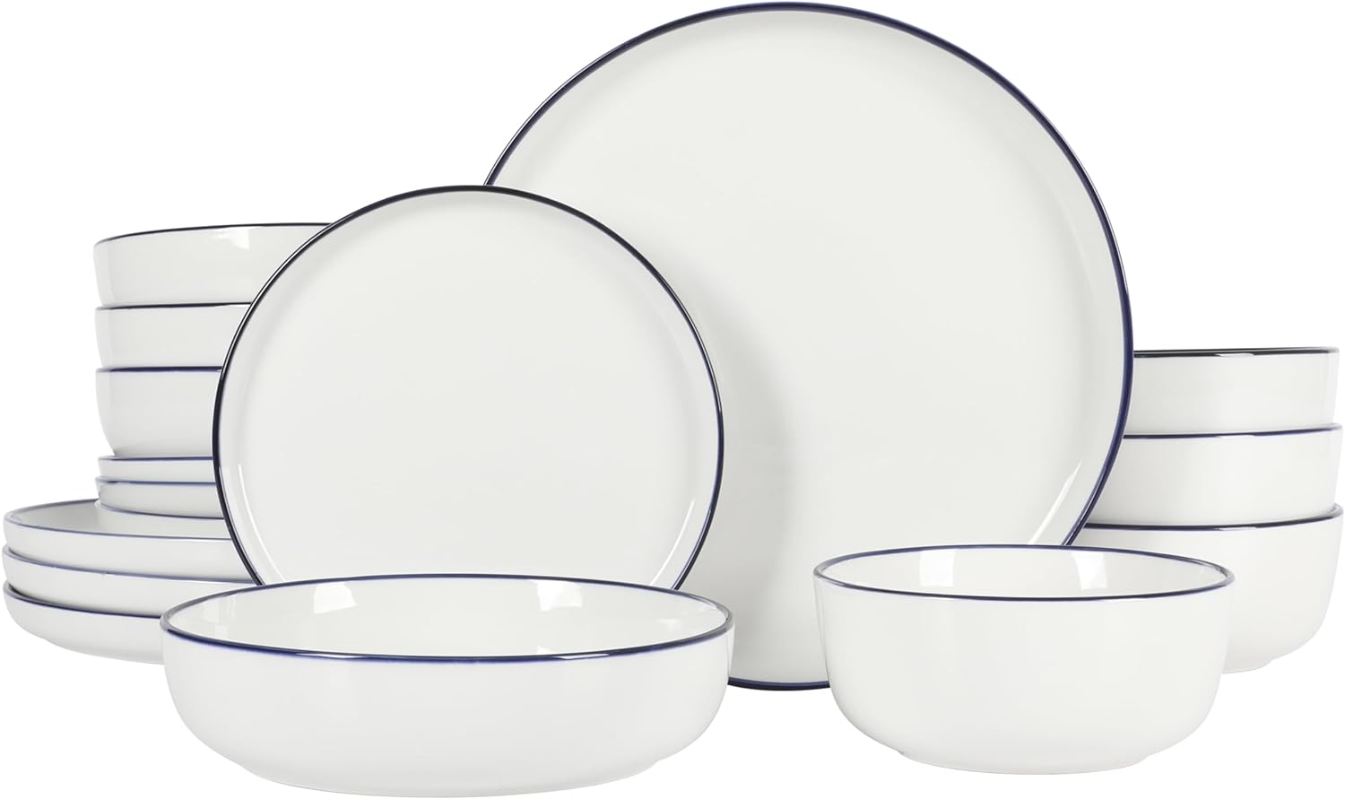 Gibson Home Oslo 16-Piece Dinnerware Set White with Blue Rim