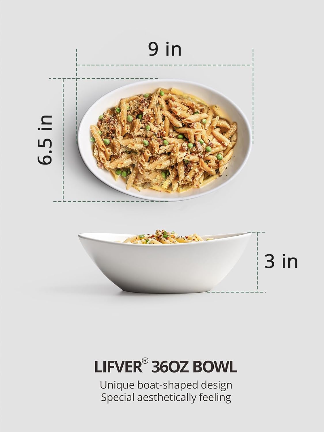 LIFVER 9 White Serving Bowls Set of 4