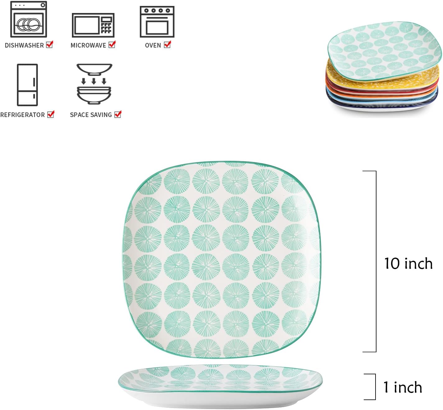 Selamica Square Salad Plates Set of 6