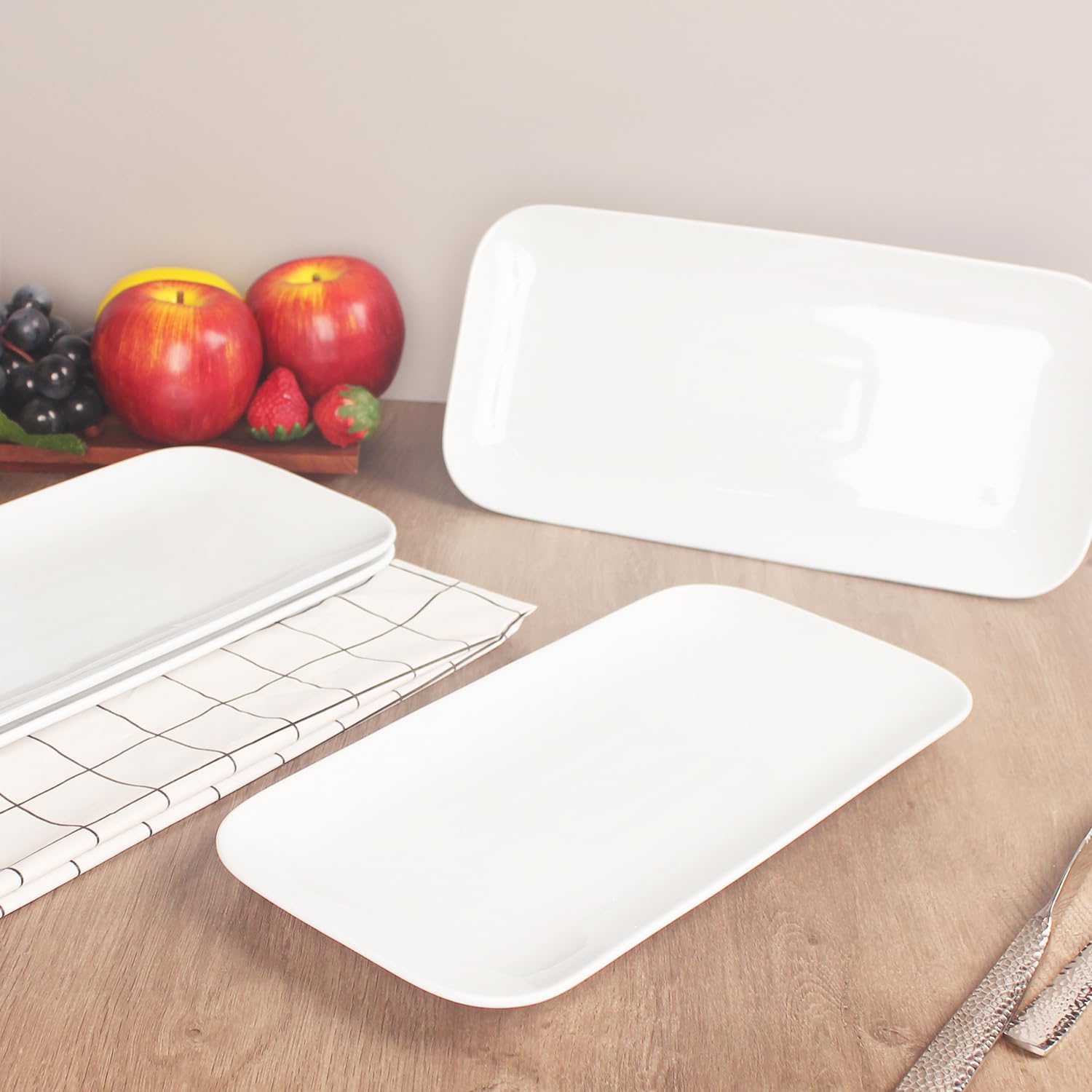 Serving Platters Set of 4 Microwave Oven Dishwasher Safe White 124 Inch