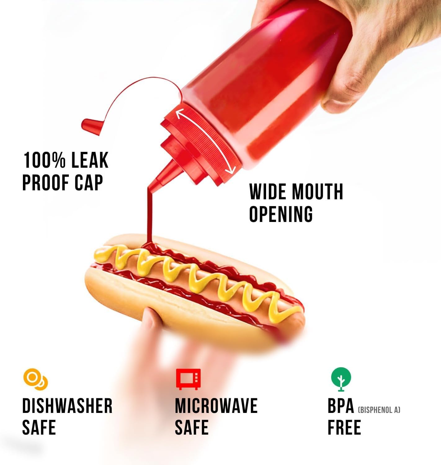Sleek Leak-Proof Condiment Squeeze Bottles