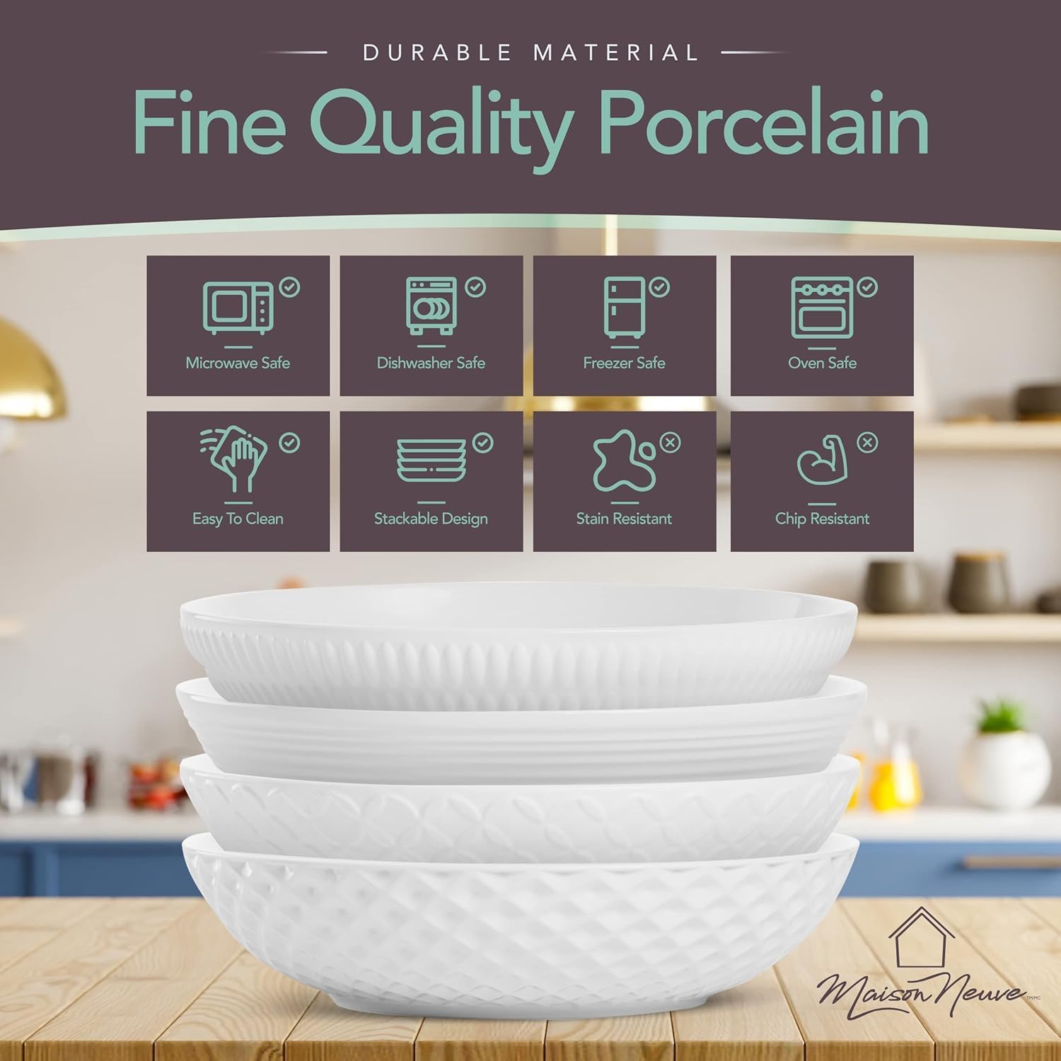 Elegant 4-Piece Porcelain Bowl Set for Durable Stylish dining