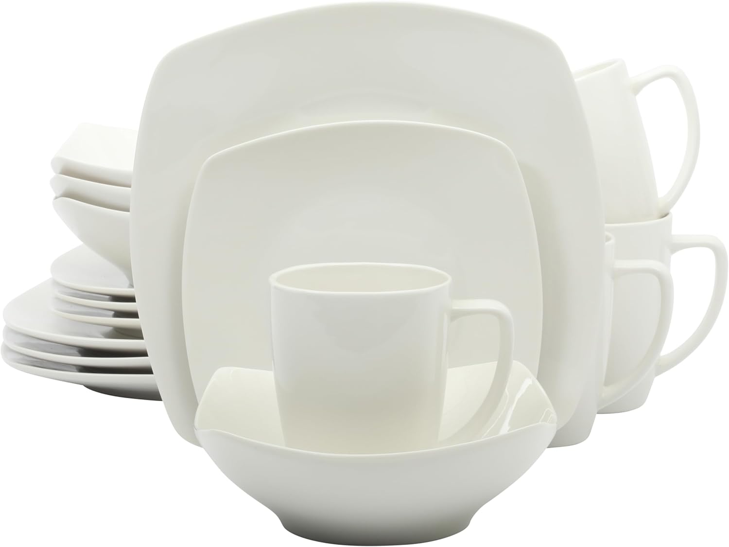 Gibson Home Zen Buffet White Square Dinnerware Set for 4