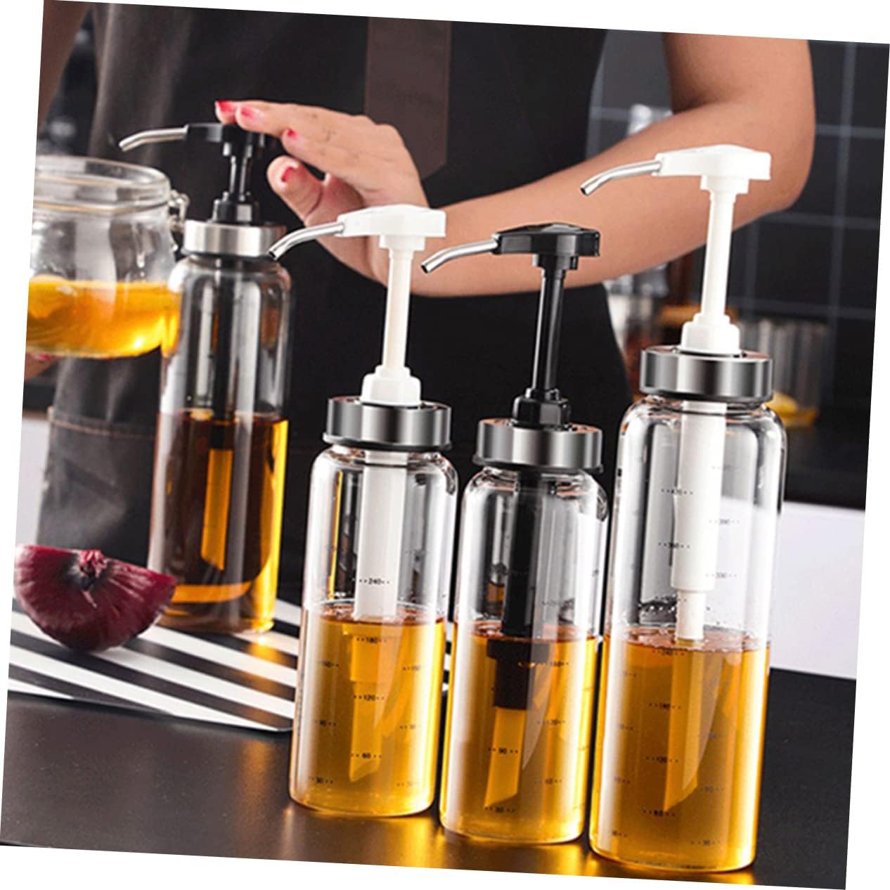 Luxshiny 500ml Jar Pump - Sealed Honey Dispenser for Outdoor BBQ