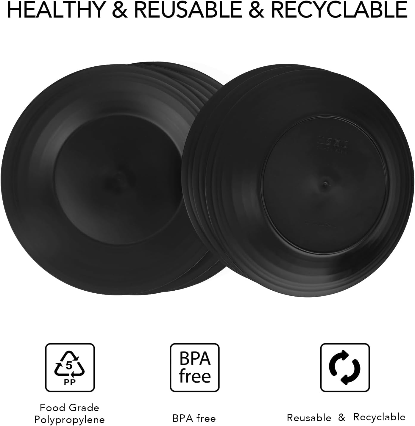 Eco-Friendly 6-Piece Dish Microwave-Safe Wheat Straw Plates