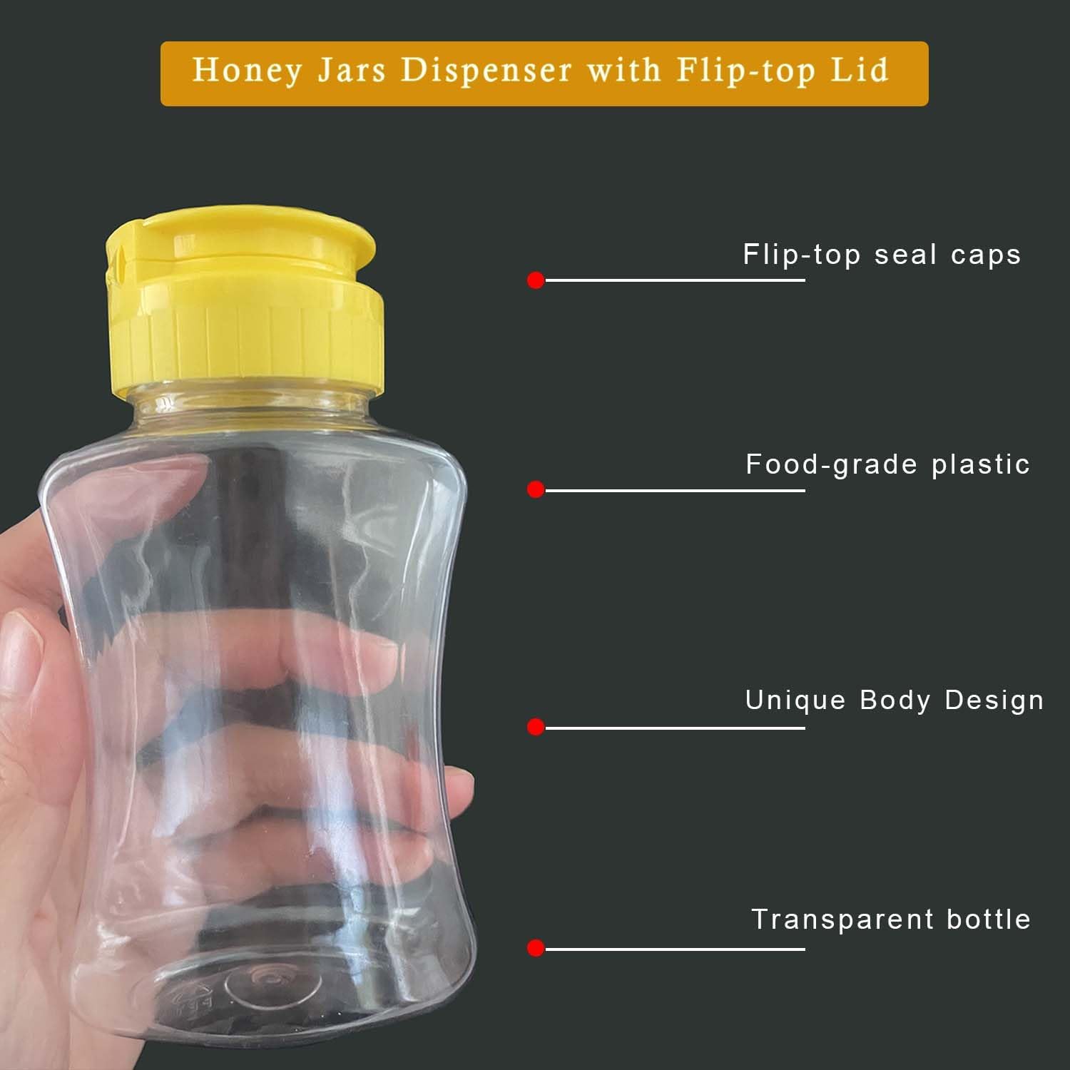 2-Pack Plastic Honey Squeeze Bottles with Funnel Durable BPA-Free Kitchen Dispensers