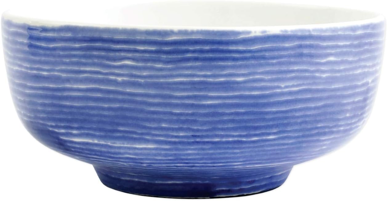 Vietri Viva Santorini Stripe Medium Footed Serving Bowl