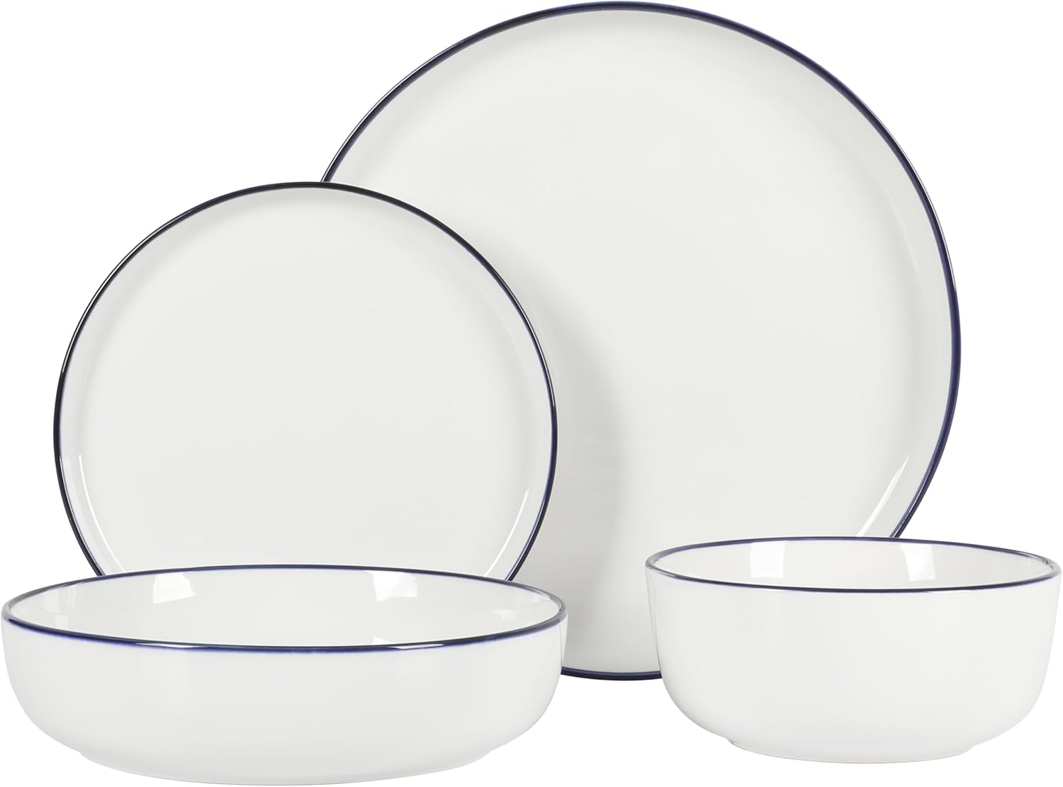 Gibson Home Oslo 16-Piece Dinnerware Set White with Blue Rim