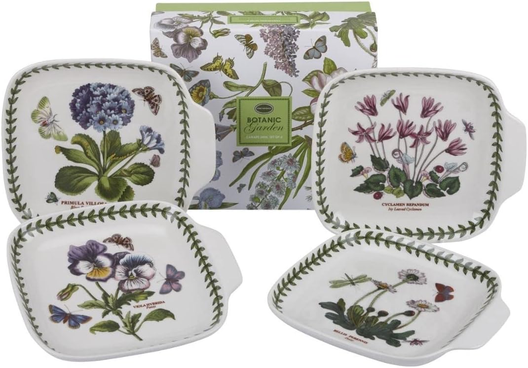 Portmeirion Botanic Garden Elegant Canape Plates Set of 4