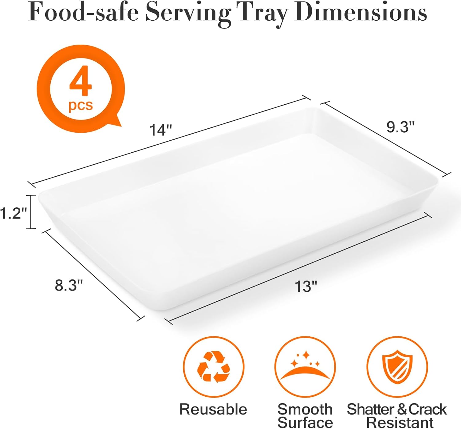 4-Piece Serving Tray Set for Entertaining